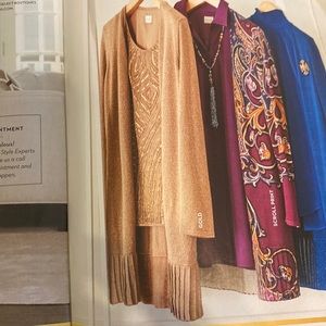 Gold shimmer pleated cardigan.